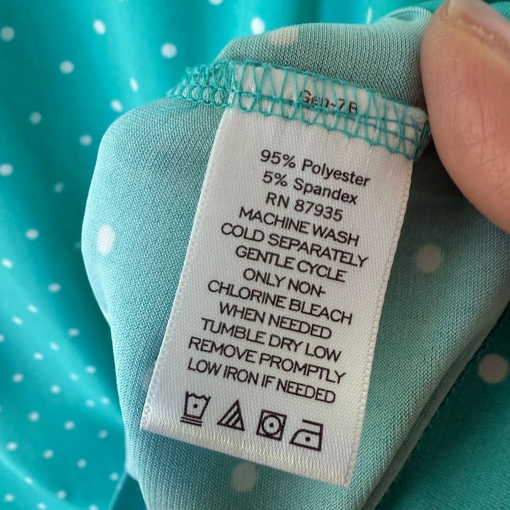 Susan Graver turquoise white polka dot pattern scoop neck top Size 3X - Picture 6 of 9